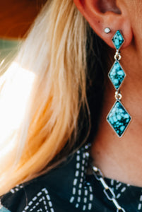 Faux turquoise dangle earrings