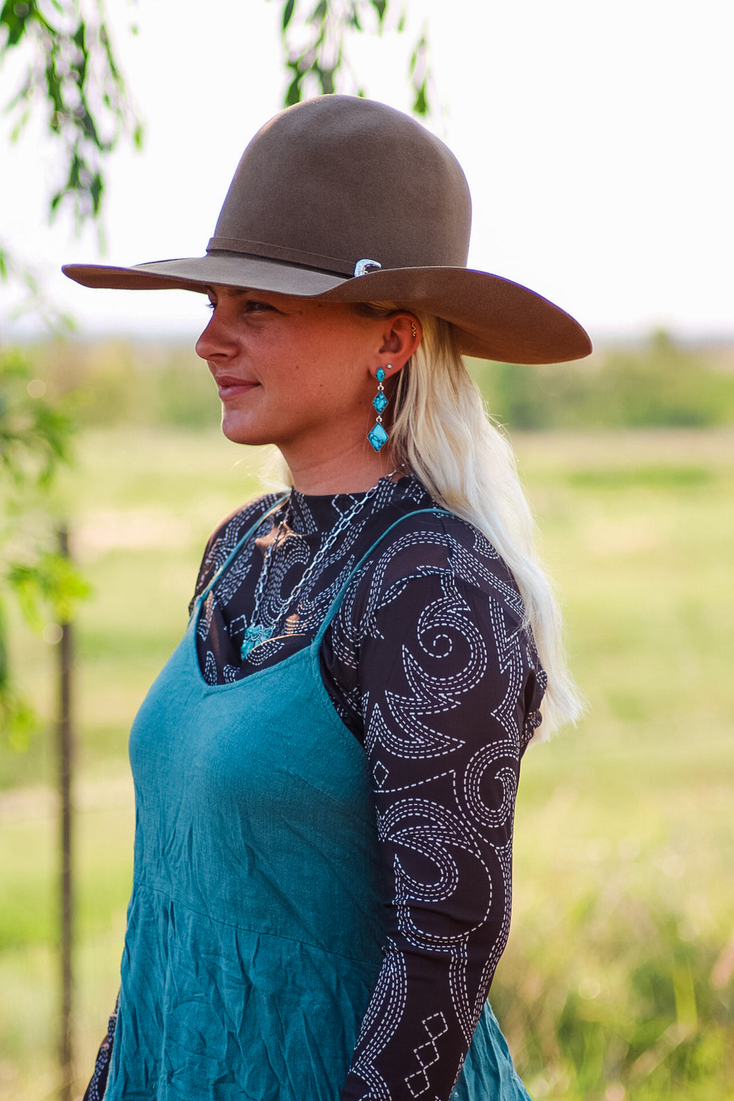 Faux turquoise dangle earrings