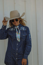 Load image into Gallery viewer, Denim pearl snap dress SALE