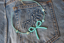 Load image into Gallery viewer, Blue bow beaded choker