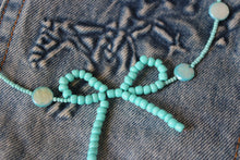 Load image into Gallery viewer, Blue bow beaded choker