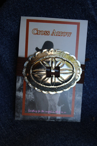 Oval concho leather choker