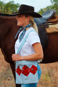 Rocking red denim bag