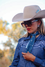 Load image into Gallery viewer, Denim and pearls necktie