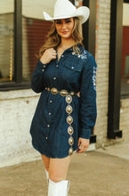 Load image into Gallery viewer, Denim pearl snap dress