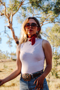 Rusty red satin necktie