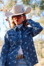Load image into Gallery viewer, Bull skull denim arena shirt