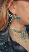 Load image into Gallery viewer, Blue bow earrings