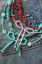 Load image into Gallery viewer, Red bow beaded choker
